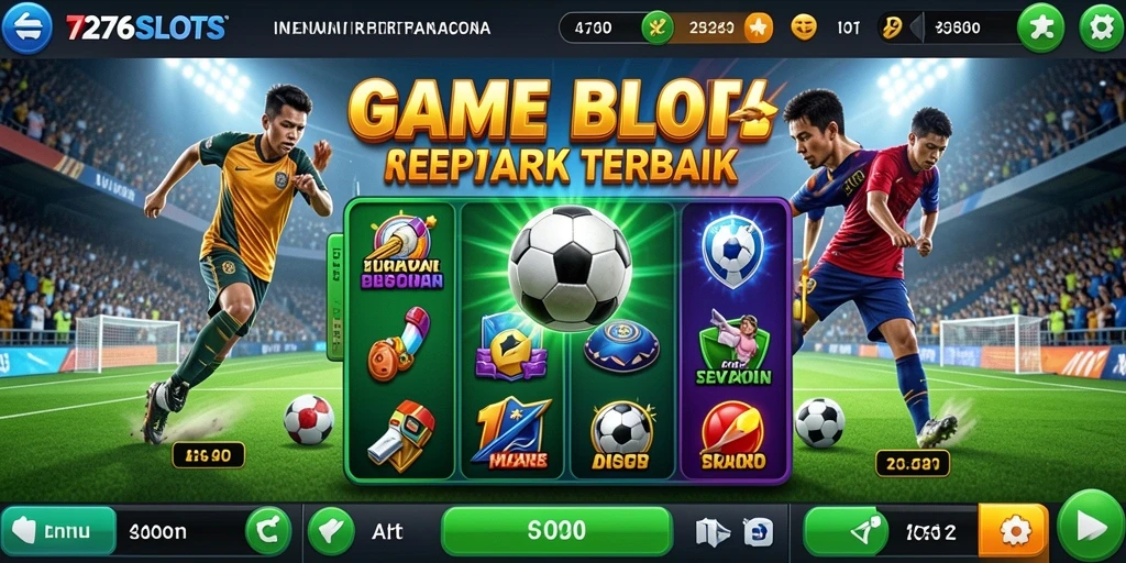 Tampilan gameplay 7276SLOTS dengan tema sepak bola yang seru.