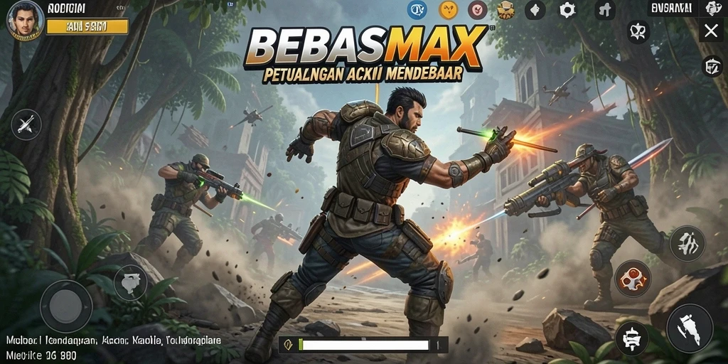 Menampilkan aksi mendebarkan dalam gameplay BEBASMAX.