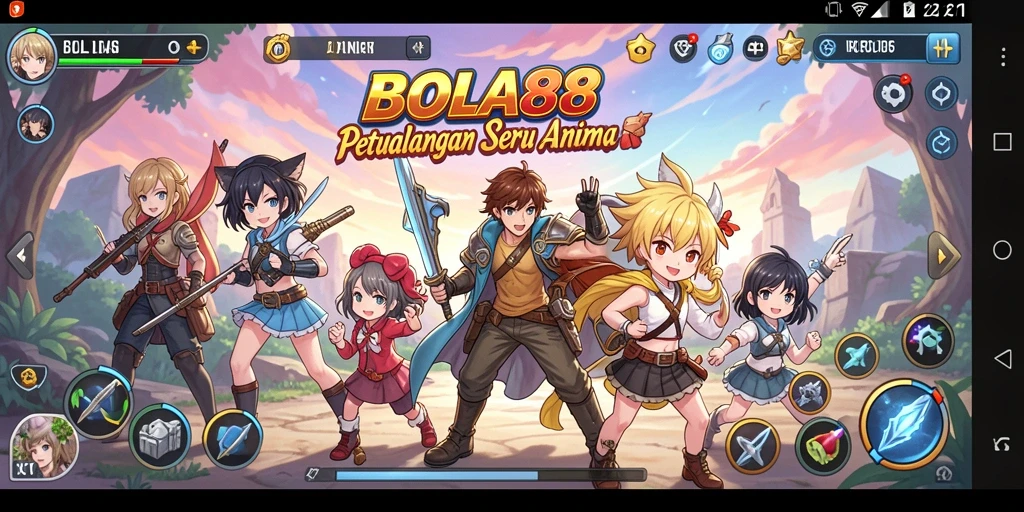 Gambar utama BOLA88 menampilkan aksi seru karakter anime.