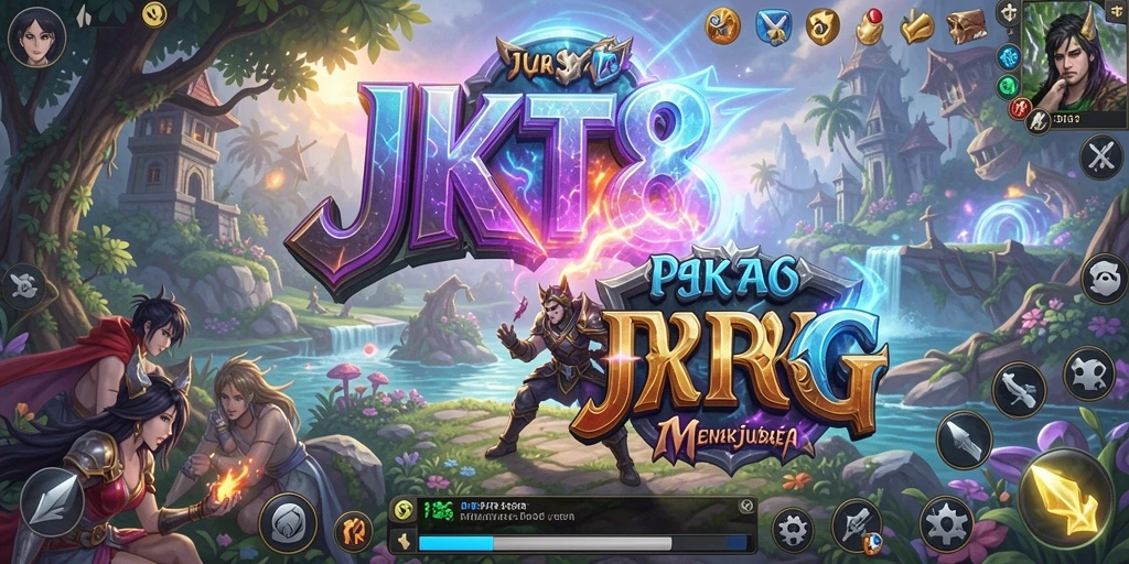Screenshot utama JKT8 menampilkan aksi pertarungan yang mendebarkan dalam suasana RPG.