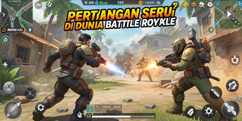 Screenshot aksi seru dalam permainan Battle Royale di MEME4D.