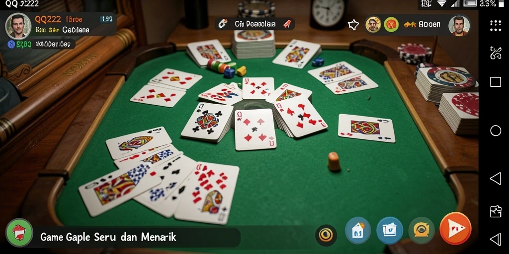 Gameplay seru Gaple di QQ222 dengan teman-teman.