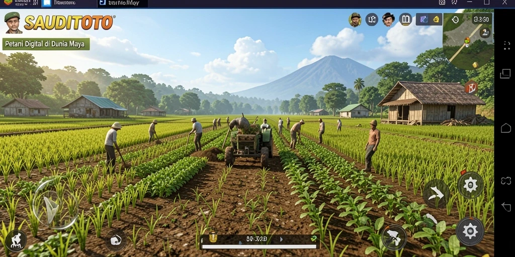 Tampilan gameplay SAUDITOTO yang menarik dengan ladang yang subur.