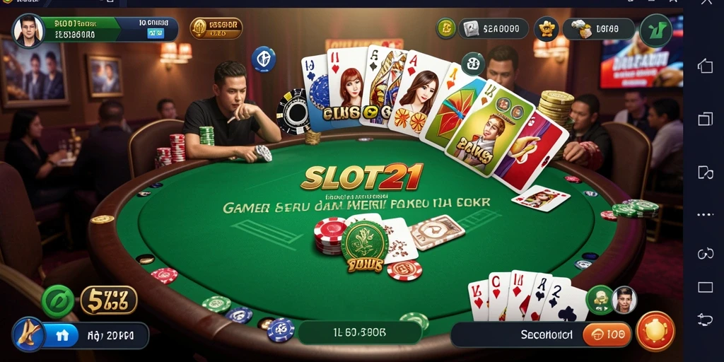 Tampilan gameplay menarik dari SLOT21 dengan aksi poker seru.